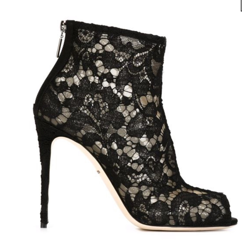 DOLCE & GABBANA FLORAL LACE BOOTIES sz 40 - Picture 2 of 5